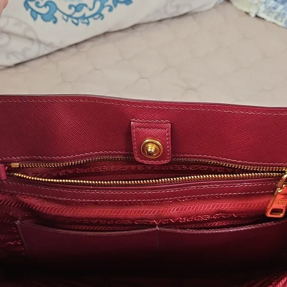 Prada Burgundy Leather Tote Bag - Picture 6 of 13